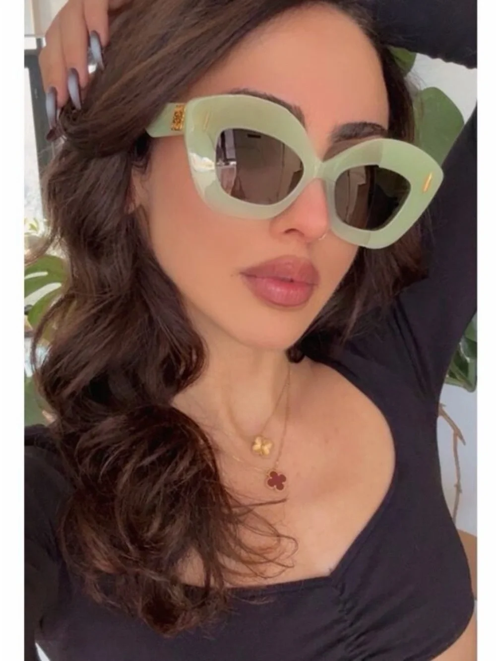 Loewe LW40127I Anagram Cat Eye Sunglasses Light Green 95A NWT Authentic